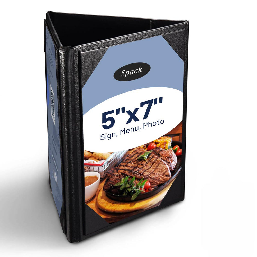 Yescom 3-Sided Table Tent Bar Cafe Cards Holder PU Leather Image