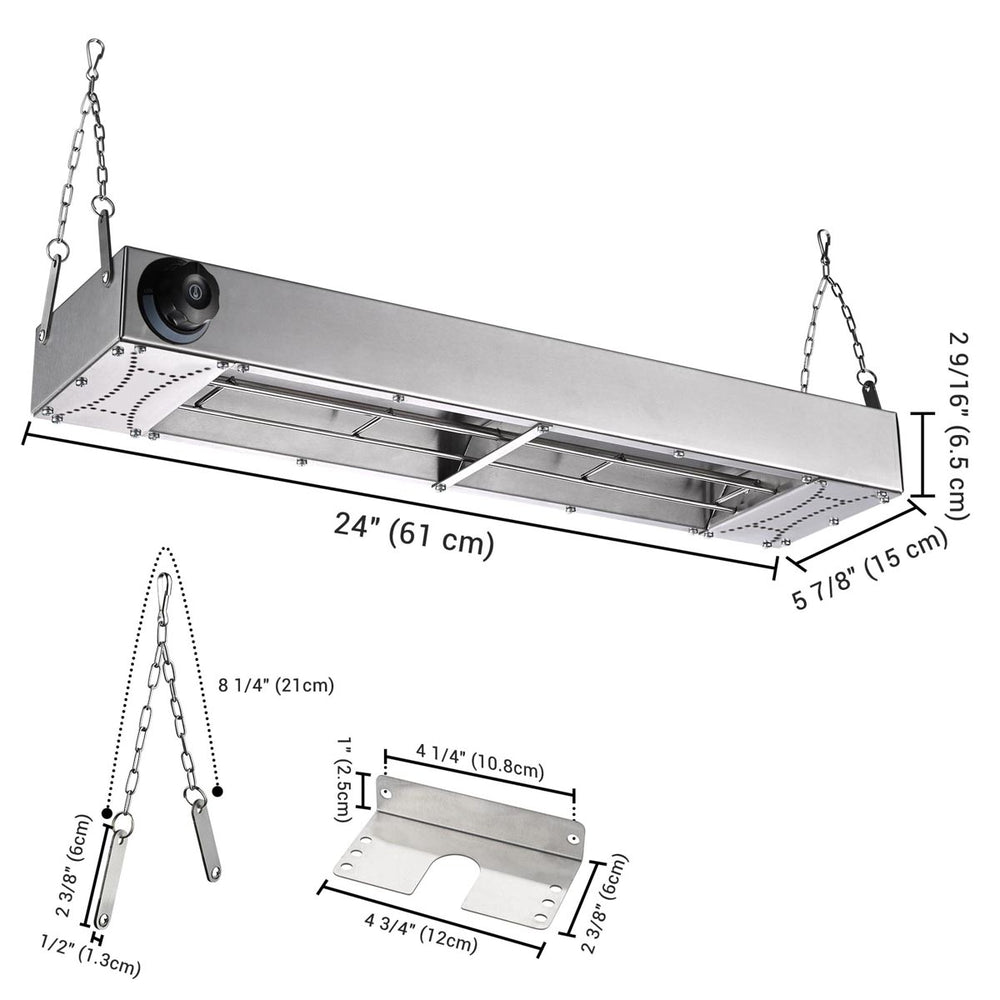 Yescom Food Warmer Overhead Heater 24 in. 900W Image