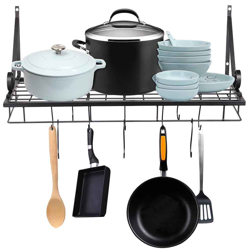 Yescom Wall Mounted Pots and Pans Rack 24 Inch w/ 10-Hook Image
