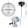 Yescom Shiny Disco Ball with Motor, RGB Light Event Party Decor, 12in Silver Image