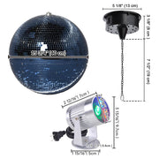 Yescom Shiny Disco Ball with Motor, RGB Light Event Party Decor, 16in Blue Image