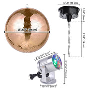 Yescom Shiny Disco Ball with Motor, RGB Light Event Party Decor, 16in Rose Gold Image