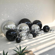 Yescom 16PCS Large Mirror Balls - 5 Assorted Sizes Up to 24", Black + Silver Image