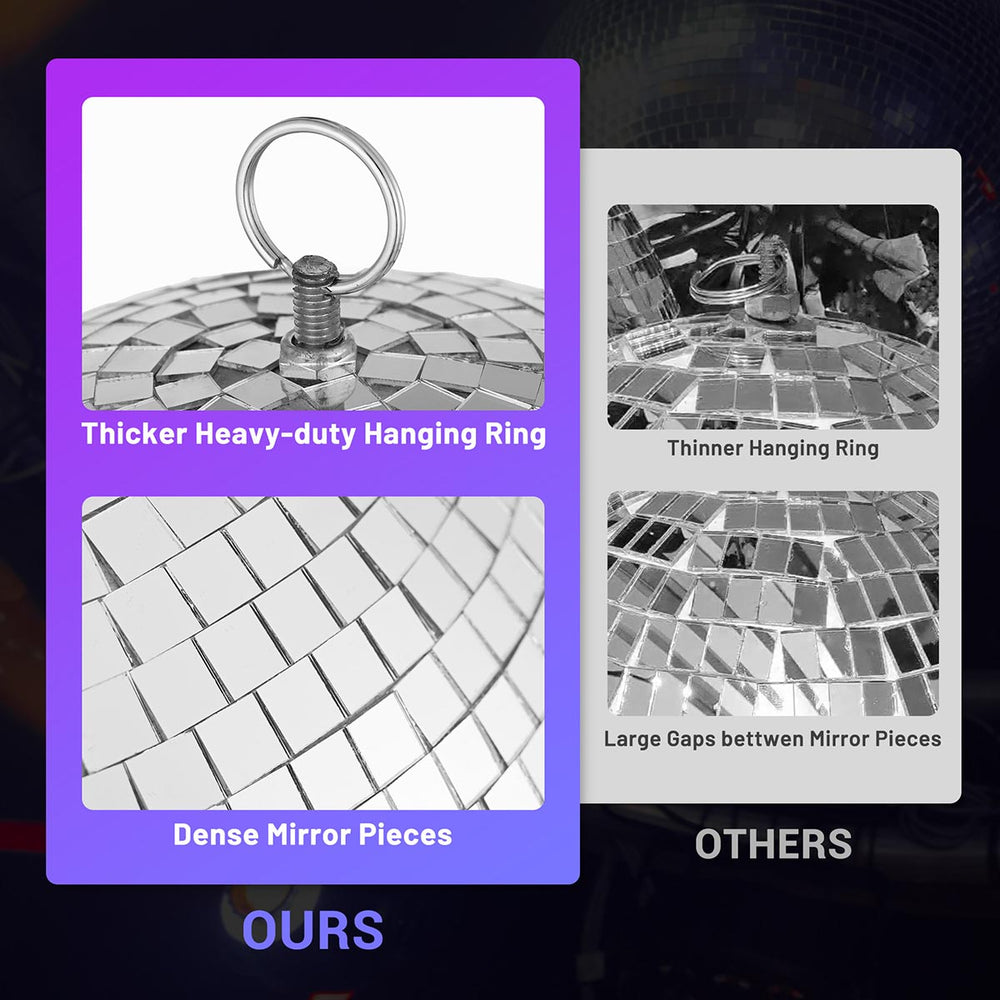 Yescom Shiny Disco Ball with Motor, RGB Light Home Party(12", 16" Opts) Image