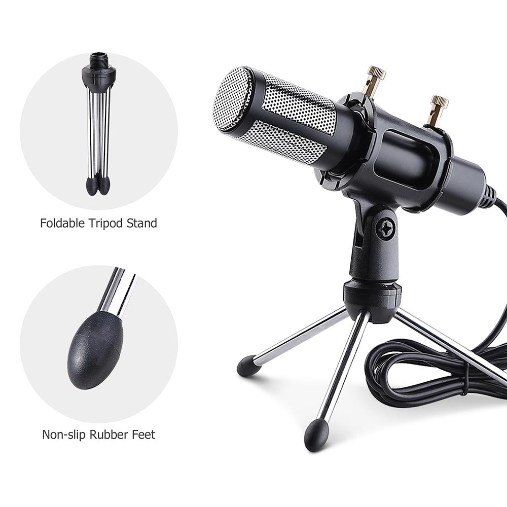Yescom Condenser USB Microphone & Tripod Stand Kit Chatting Recording Image