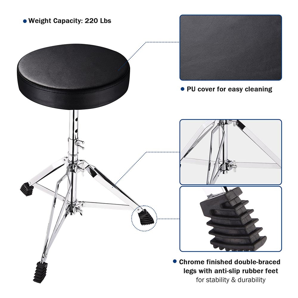 Yescom Drum Throne Adjustable Folding Swivel Padded Seat Stool Image
