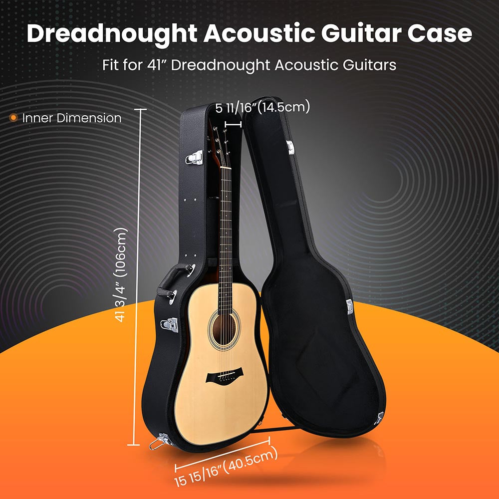 Yescom Lockable Guitar Wood Hard-Shell Case 41" Acoustic Image