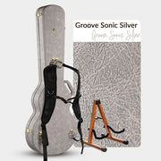 Yescom Lockable Electric Guitar Hard-Shell Case Les Paul Style Wood, Sonic Silver with Backpack Straps & Stand Image