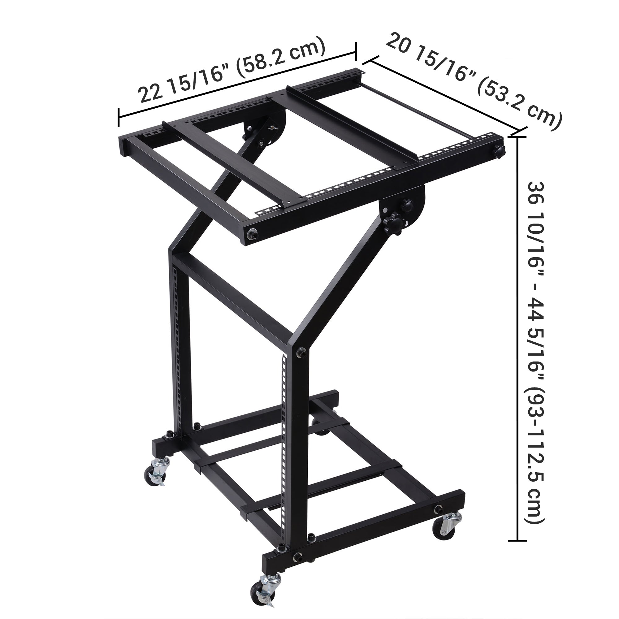Yescom 19in 9U Stage Rolling Audio Mixer Stand Rack Cart w/ 4 Poles Image