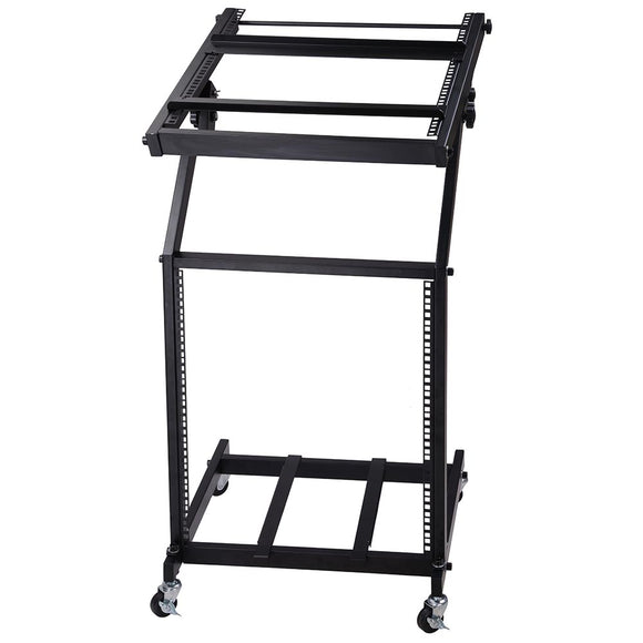 Yescom 19in 12U Stage Rolling Audio Mixer Stand Rack Cart w/ 4 Poles Image