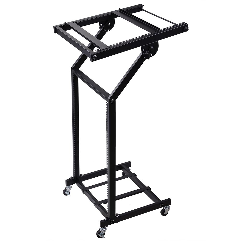 Yescom 19in 12U Stage Rolling Audio Mixer Stand Rack Cart w/ 4 Poles ...