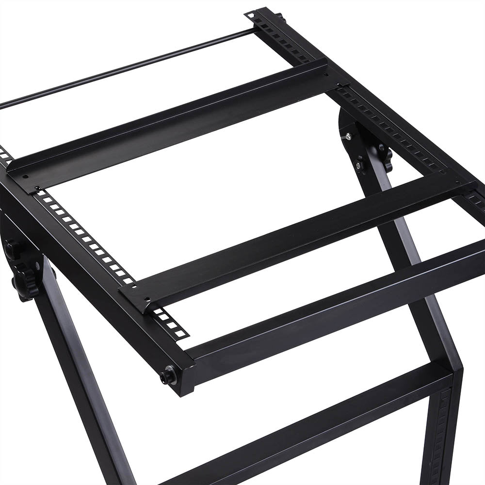 Yescom 19in 12U Stage Rolling Audio Mixer Stand Rack Cart w/ 4 Poles Image