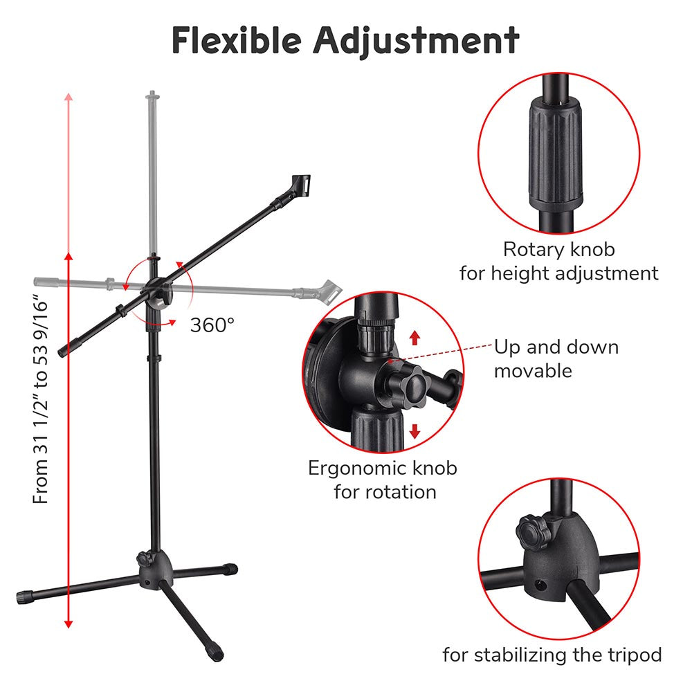 Yescom Microphone Boom Stand and Adjustable Tripod Image