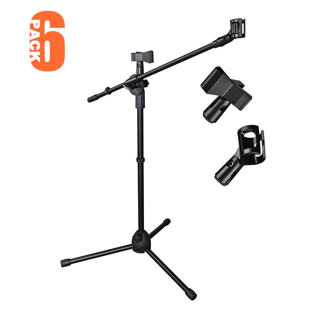 Yescom Microphone Boom Stand w/ 2 Mic Clips Adjustable Tripod, 6ct/pack Image