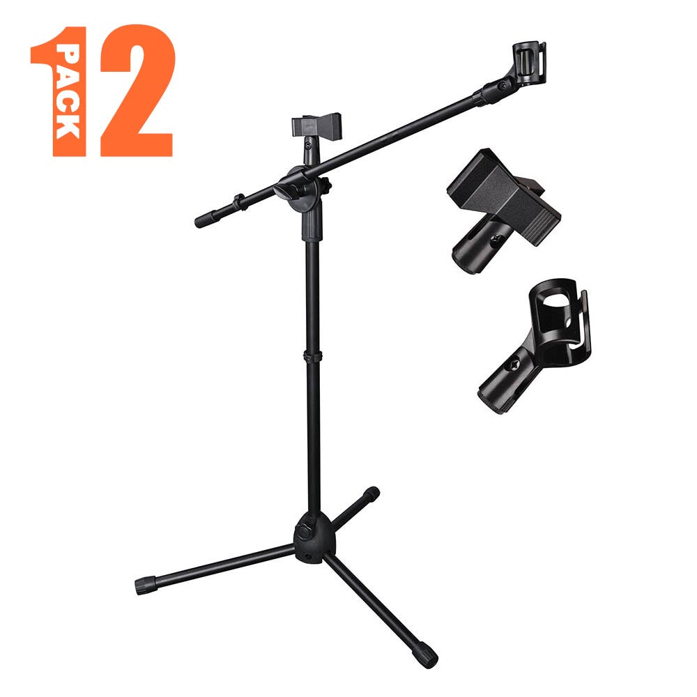 Yescom Microphone Boom Stand w/ 2 Mic Clips Adjustable Tripod, 12ct/pack Image