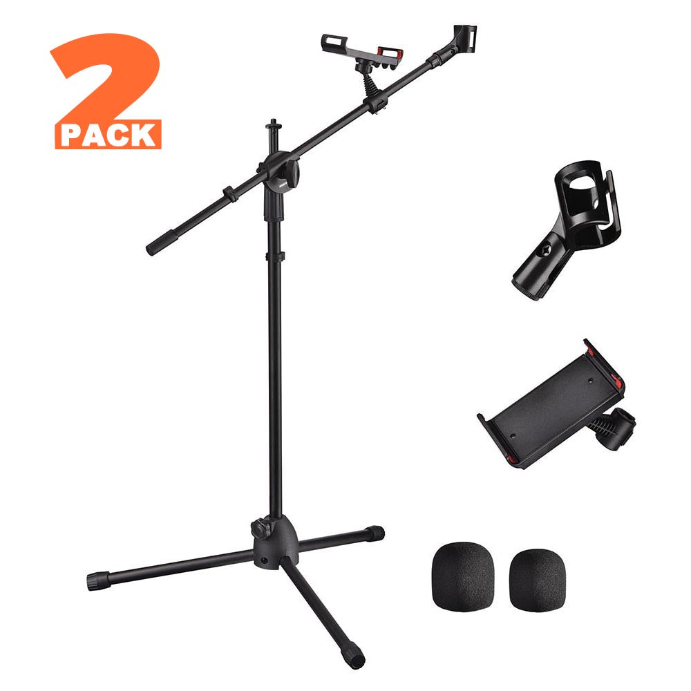 Yescom Studio Mic Stand with Boom Mic Clip Phone Holder H5'11", 2ct/pack Image