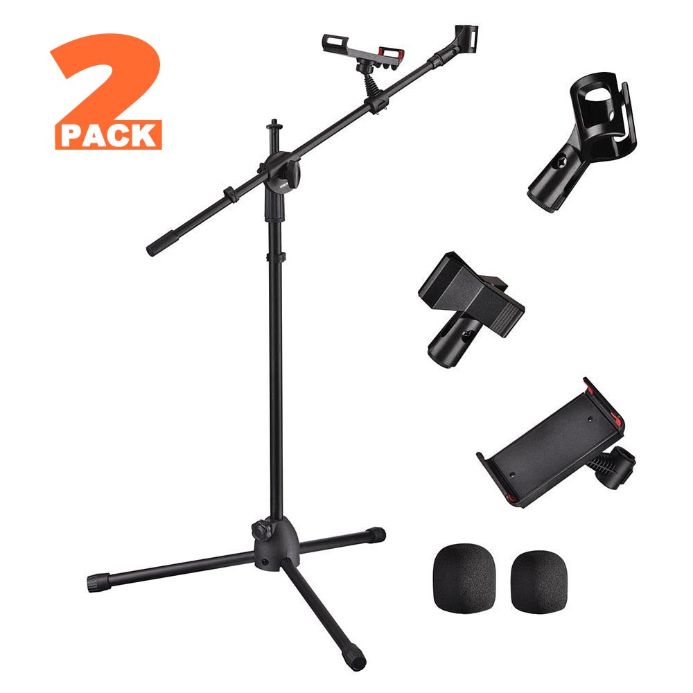 Yescom Studio Mic Stand with Boom 2 Mic Clips Phone Holder H5'11", 2ct/pack Image