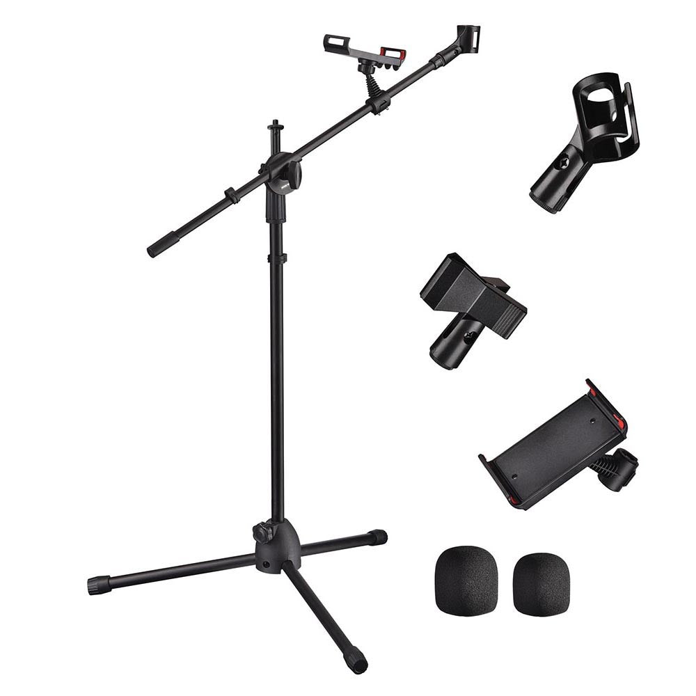 Yescom Studio Mic Stand with Boom 2 Mic Clips Phone Holder H5'11", 1ct/pack Image