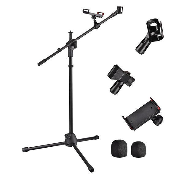 Yescom Studio Mic Stand with Boom 2 Mic Clips Phone Holder H5'11
