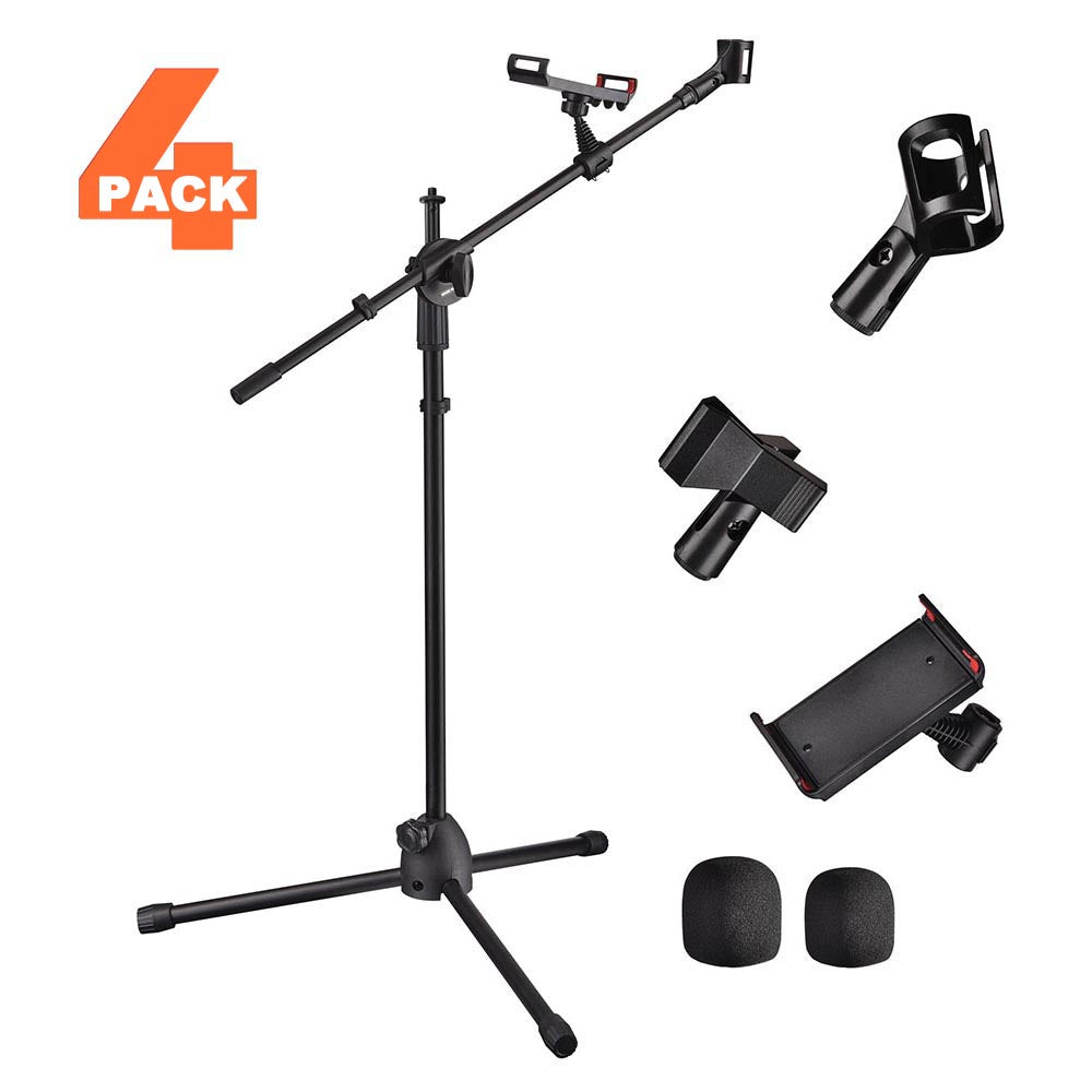 Yescom Studio Mic Stand with Boom 2 Mic Clips Phone Holder H5'11", 4ct/pack Image
