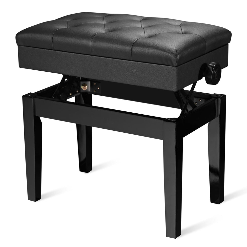 Yescom Piano Bench Leather Seat Adjustable-Height w/ Storage Image