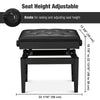 Yescom Piano Bench Leather Seat Adjustable-Height w/ Storage