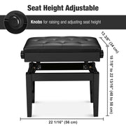 Yescom Piano Bench Leather Seat Adjustable-Height w/ Storage Image
