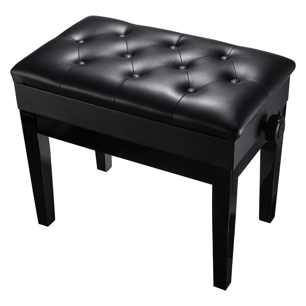 Yescom Piano Bench Leather Seat Adjustable-Height w/ Storage, Black Image