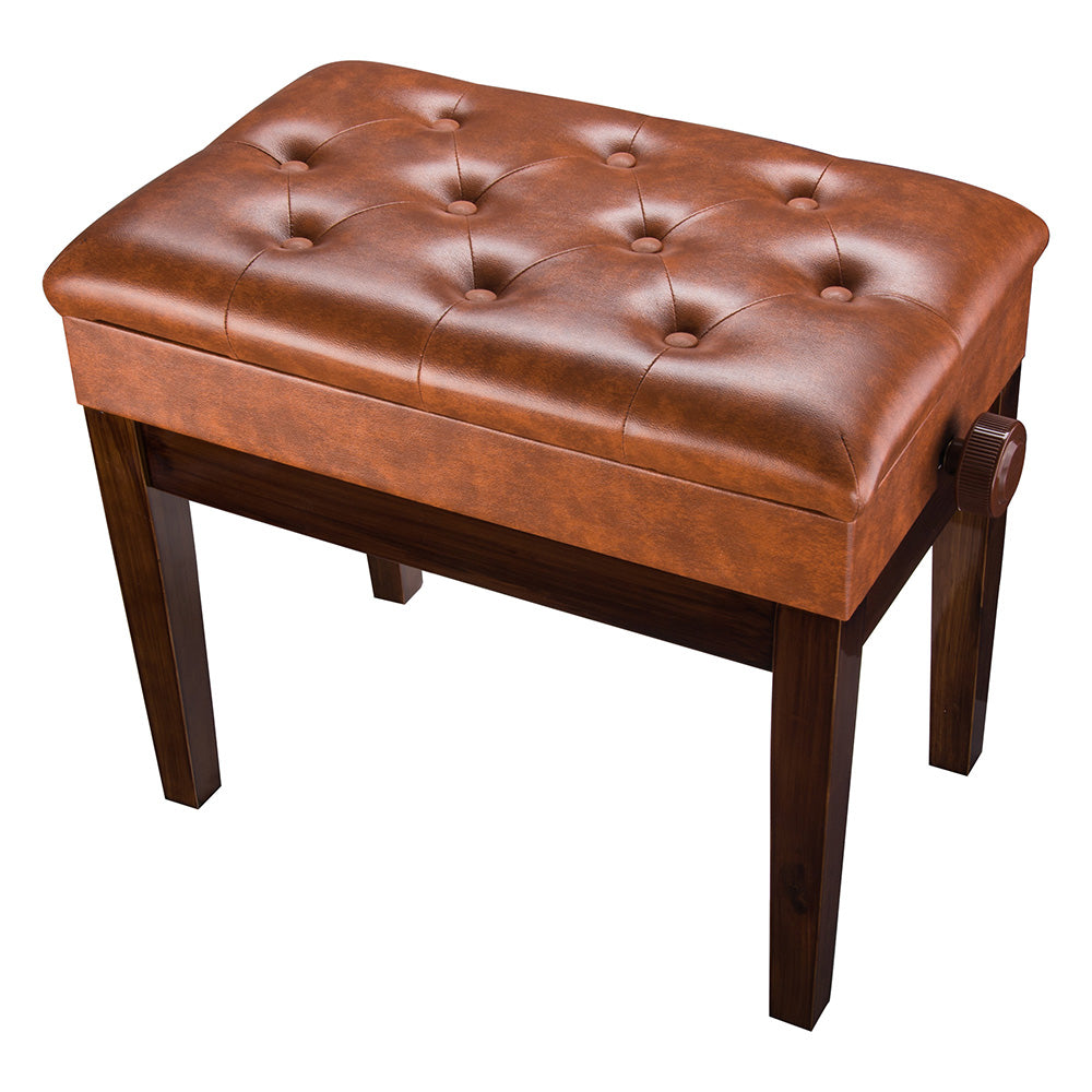 Yescom Piano Bench Leather Seat Adjustable-Height w/ Storage, Brown Image