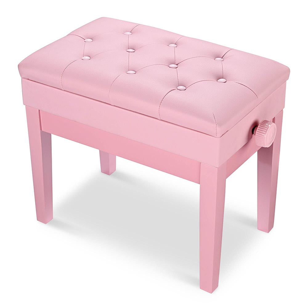 Yescom Piano Bench Leather Seat Adjustable-Height w/ Storage, Pink Image
