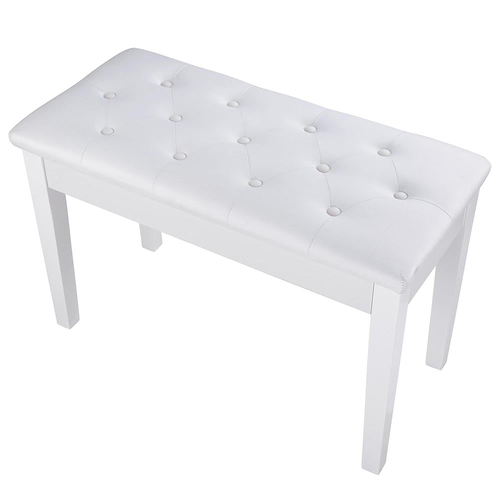 Yescom Duet Piano Bench Seat Keyboard Wood Upholstered w/ Storage, White Image