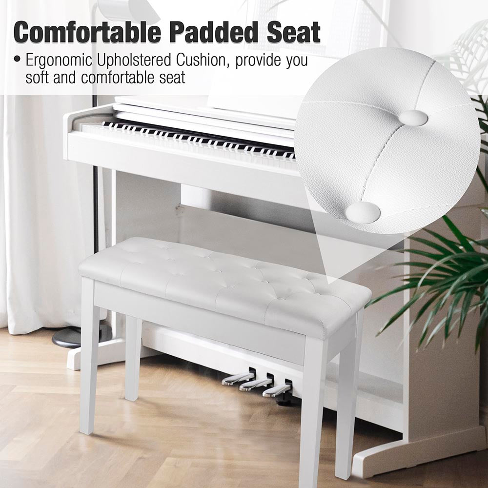 Yescom Duet Piano Bench Seat Keyboard Wood Upholstered w/ Storage Image