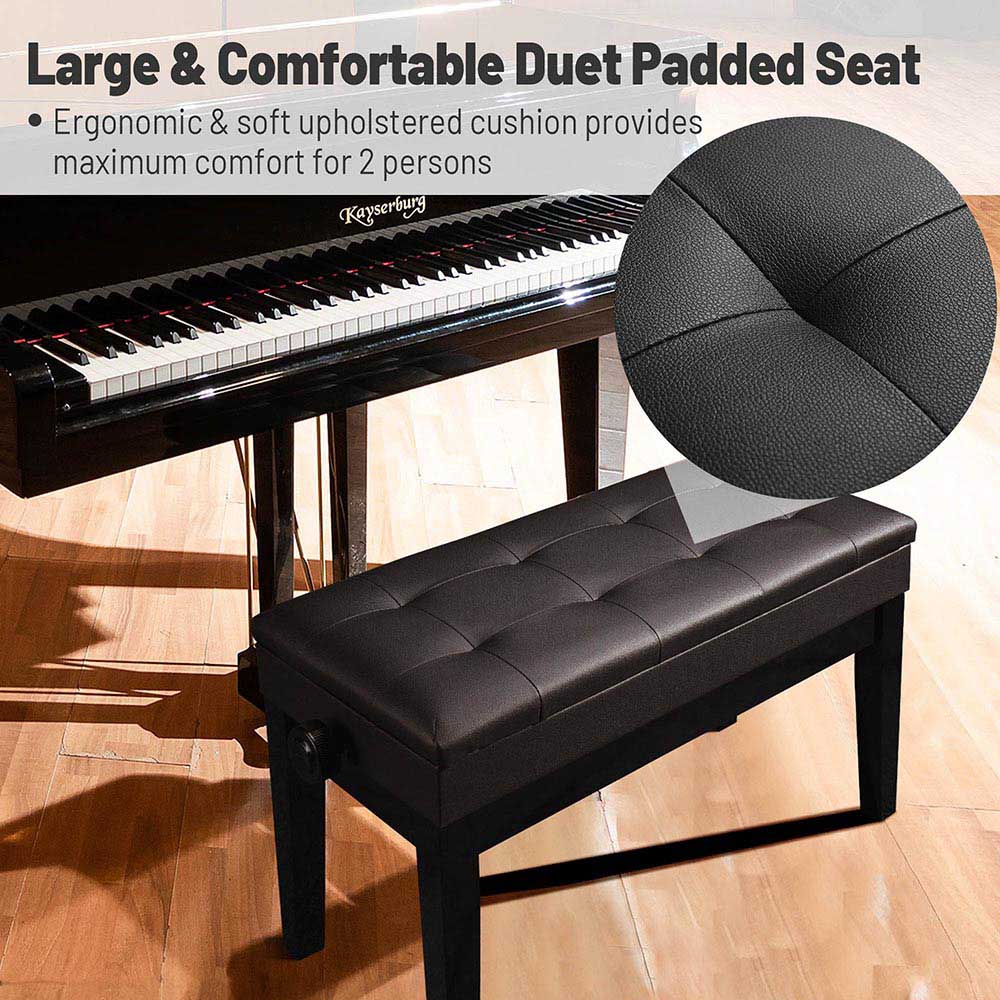 Yescom Leather Upholstered Piano Bench Seat Adjustable Height Image