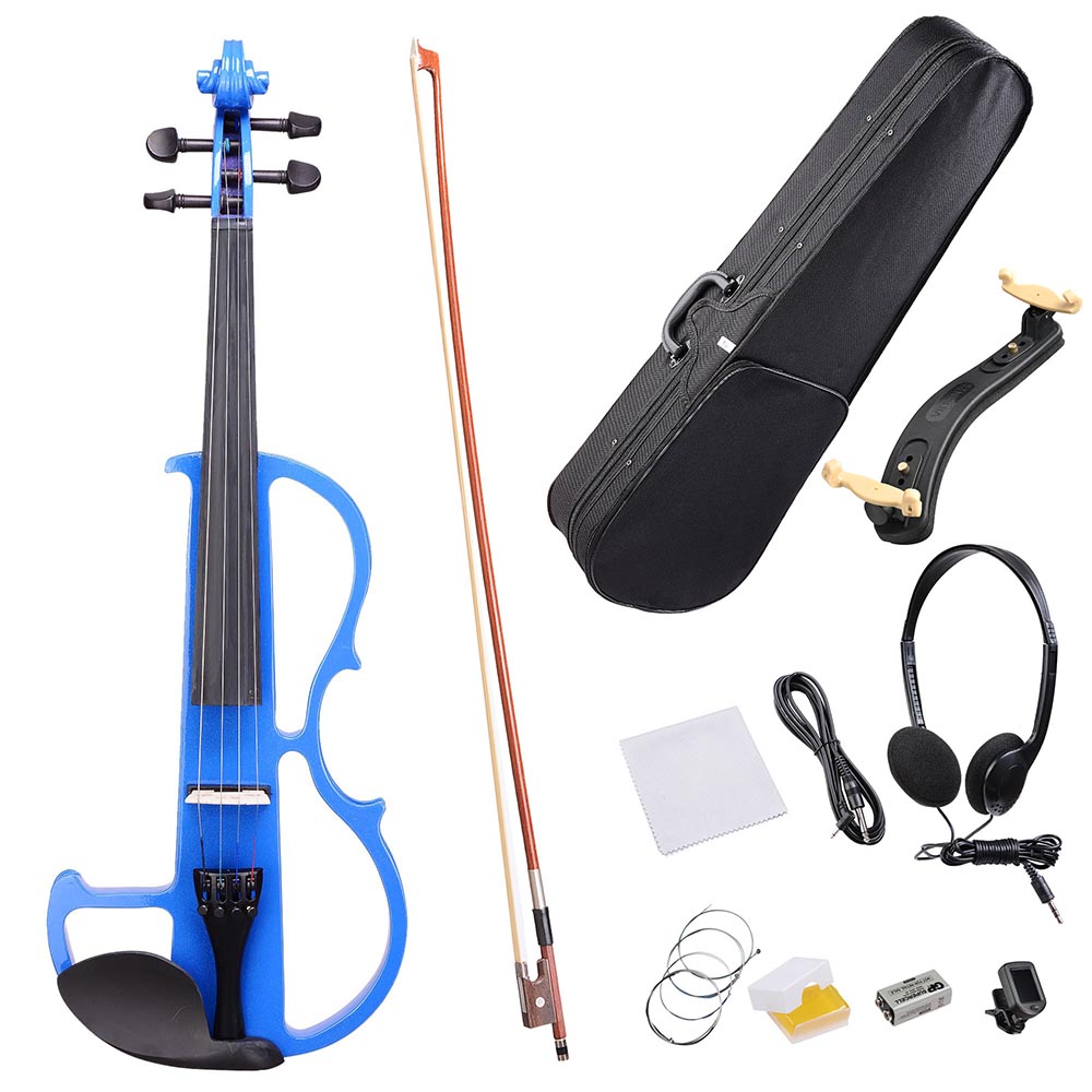 Yescom 4/4 Full Size Electric Violin Bow Case Headphone Set Color Opt Image