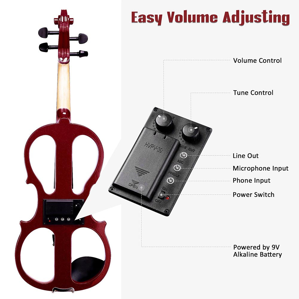 Yescom 4/4 Full Size Electric Violin Bow Headphone Case Set Image