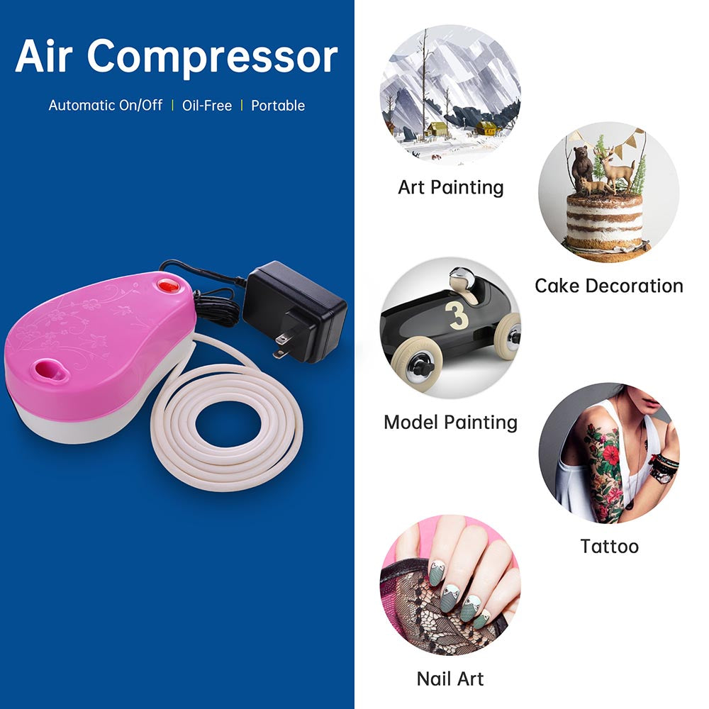 Yescom Airbrush Air Compressor w/ Built-in Holder Pink Image