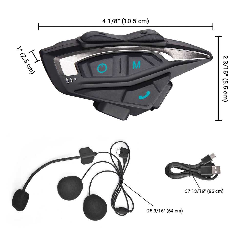 Yescom Helmet Bluetooth Headset 5.2 Intercom 8 Riders Noise Cancel Image