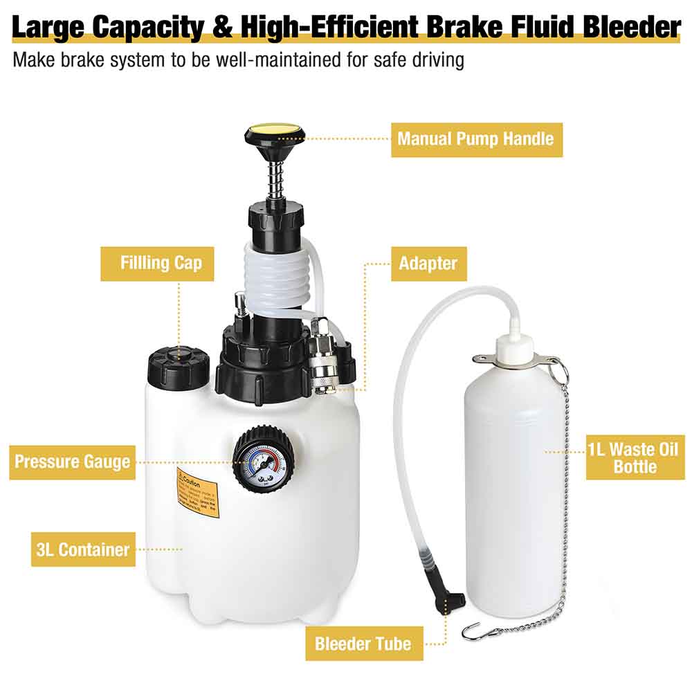 Yescom Brake Pressure Bleeder with Hand Pump & 3L Refill Tank Image