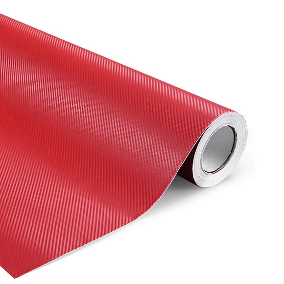 Yescom Carbon Vinyl Wrap Roll 5' x 92' Auto Car 3D Sticker Red Image