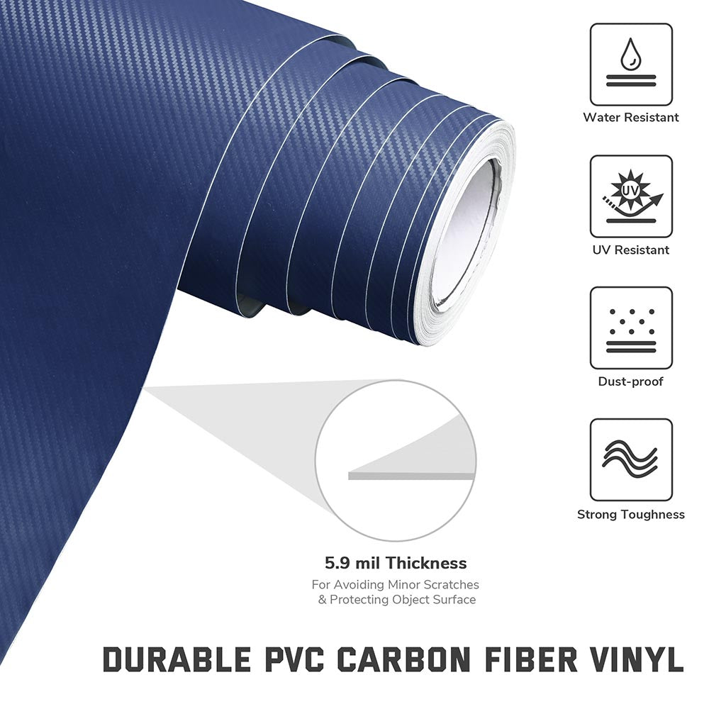 Yescom Carbon Vinyl Wrap Roll 5' x 92' Auto Car 3D Sticker Blue Image