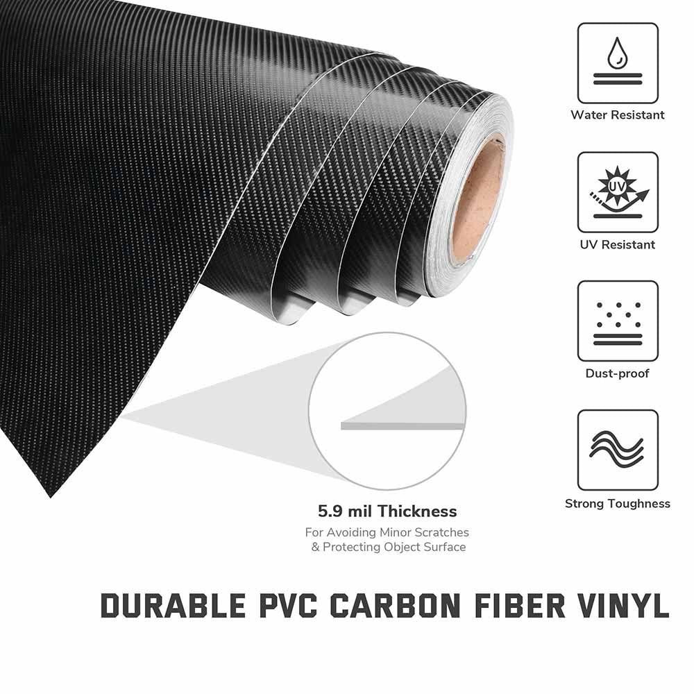 Yescom Carbon Vinyl Wrap Roll 5' x 100' Auto Car 4D Sticker Black Image