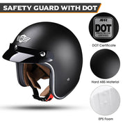 AHR Retro DOT 3/4 Open Face Motorcycle Helmet Visor Matte Black AHR Retro DOT 3/4 Open Face Motorcycle Helmet Visor Matte Black