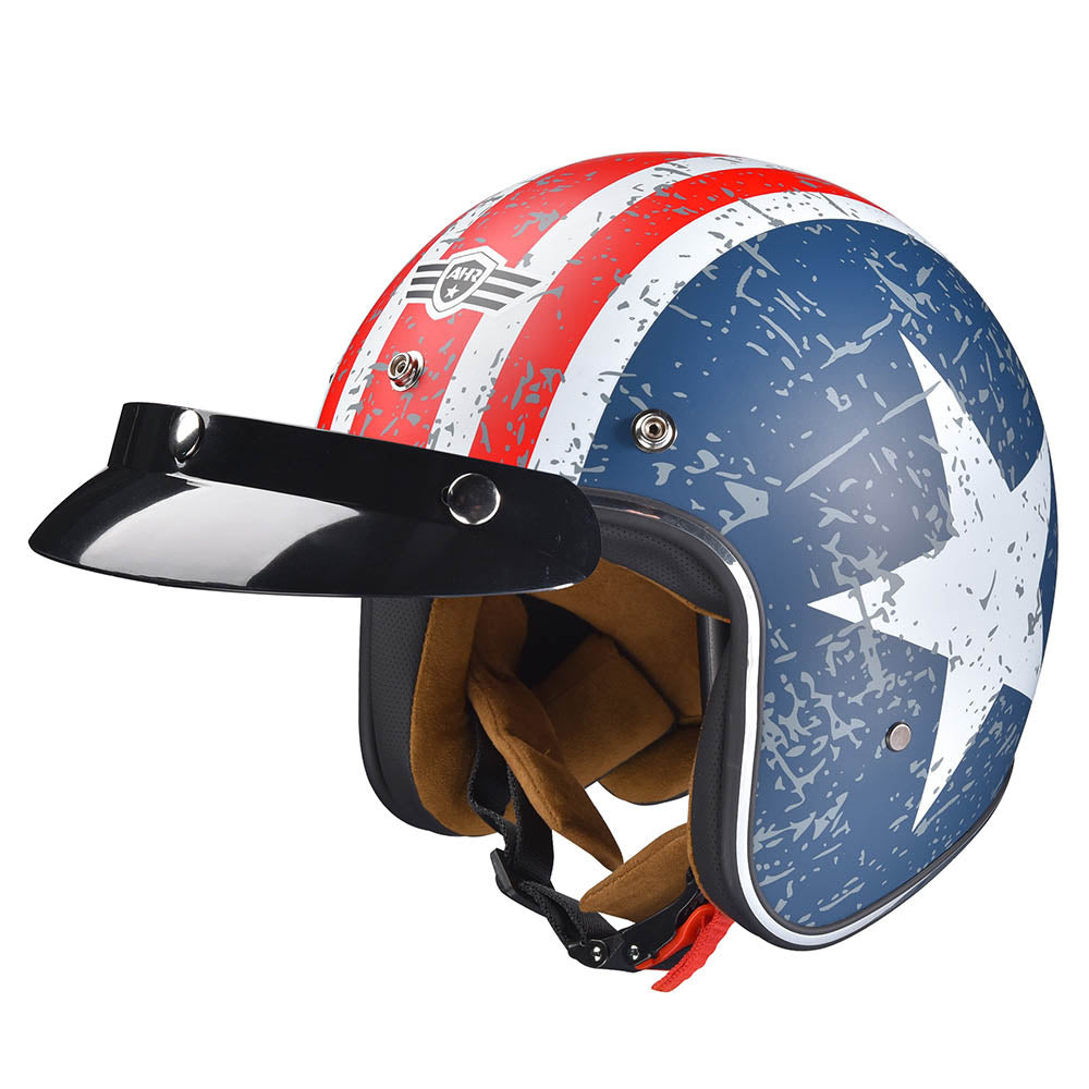 Yescom DOT Motorcycle Helmet Open Face with Visor American Flag, XL(61cm) Image