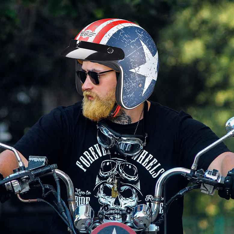 Yescom DOT Motorcycle Helmet Open Face with Visor American Flag, XXL(63cm) Image