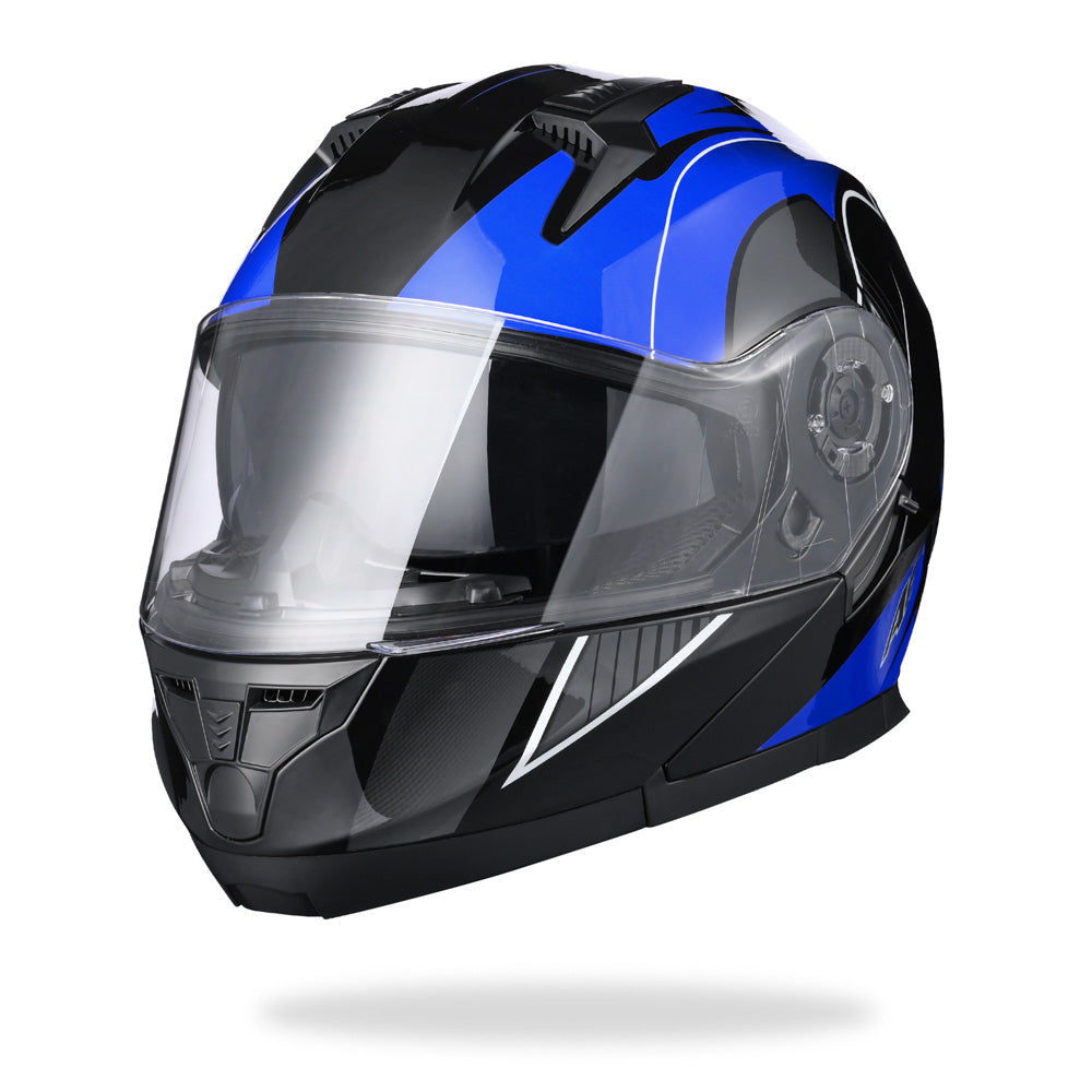 Yescom RUN-M3 Modular Helmet Flip Up DOT 2-Visors Blue, S(55-56cm) Image