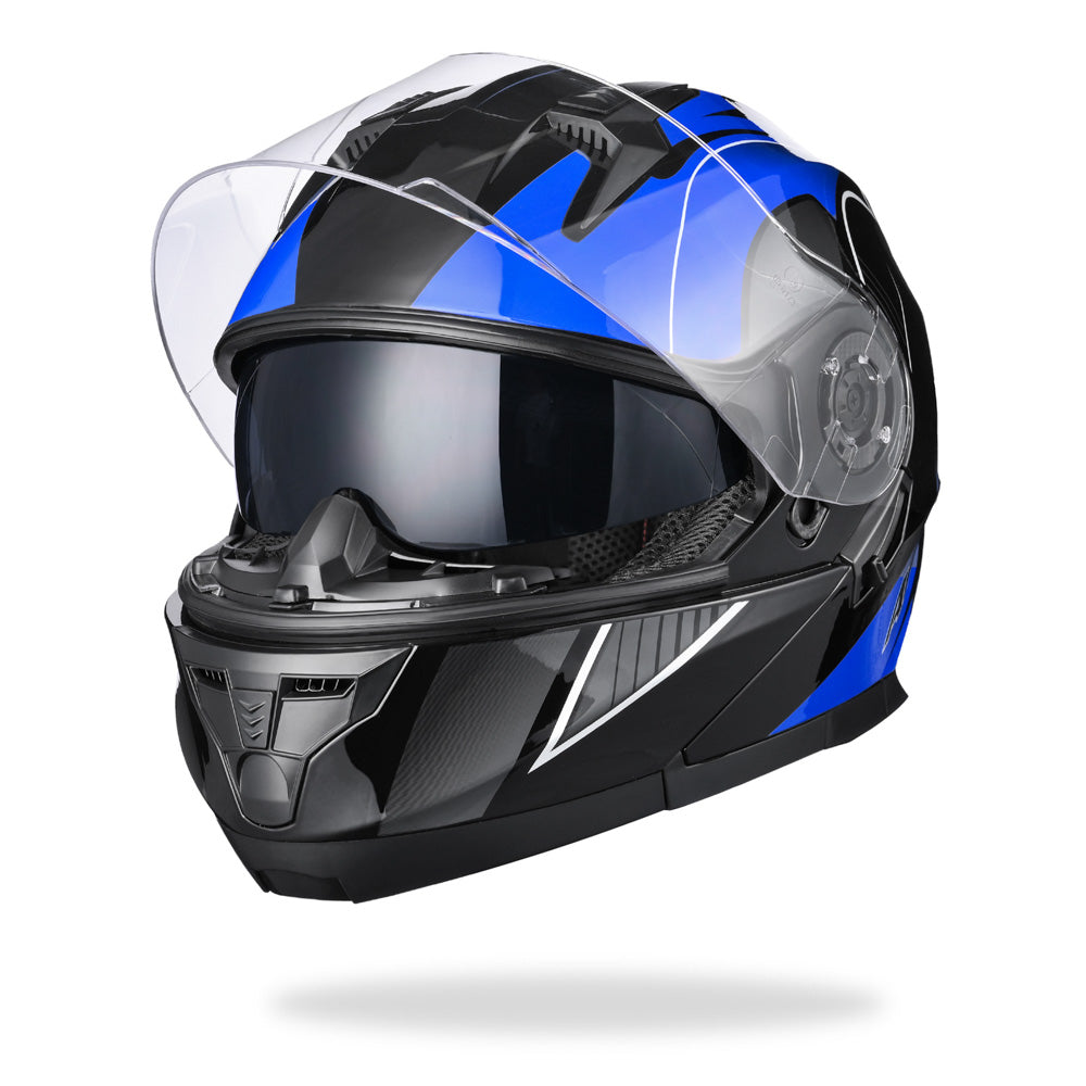 Yescom RUN-M3 Modular Helmet Flip Up DOT 2-Visors Blue, M(57-58cm) Image