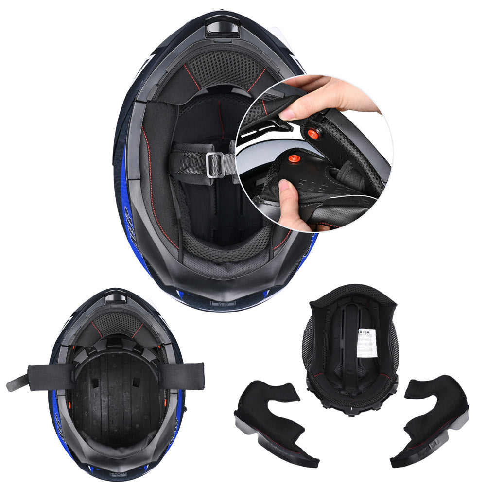 Yescom RUN-M3 Modular Helmet Flip Up DOT 2-Visors Blue Image