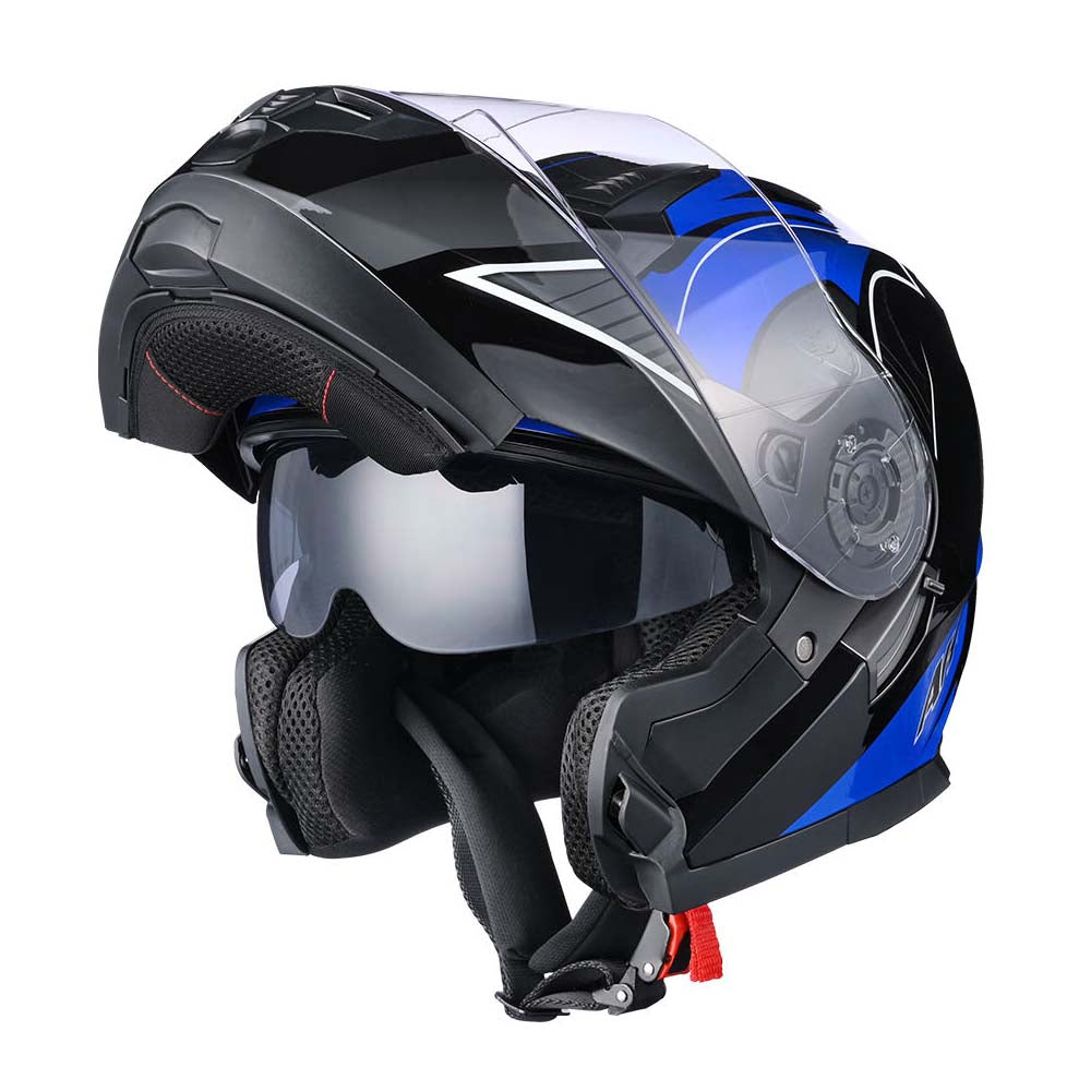 Yescom RUN-M3 Modular Helmet Flip Up DOT 2-Visors Blue Image