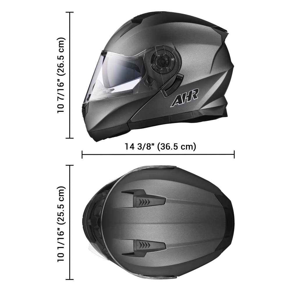 AHR RUN-M3 Modular Helmet Flip Up DOT 2-Visors Gray