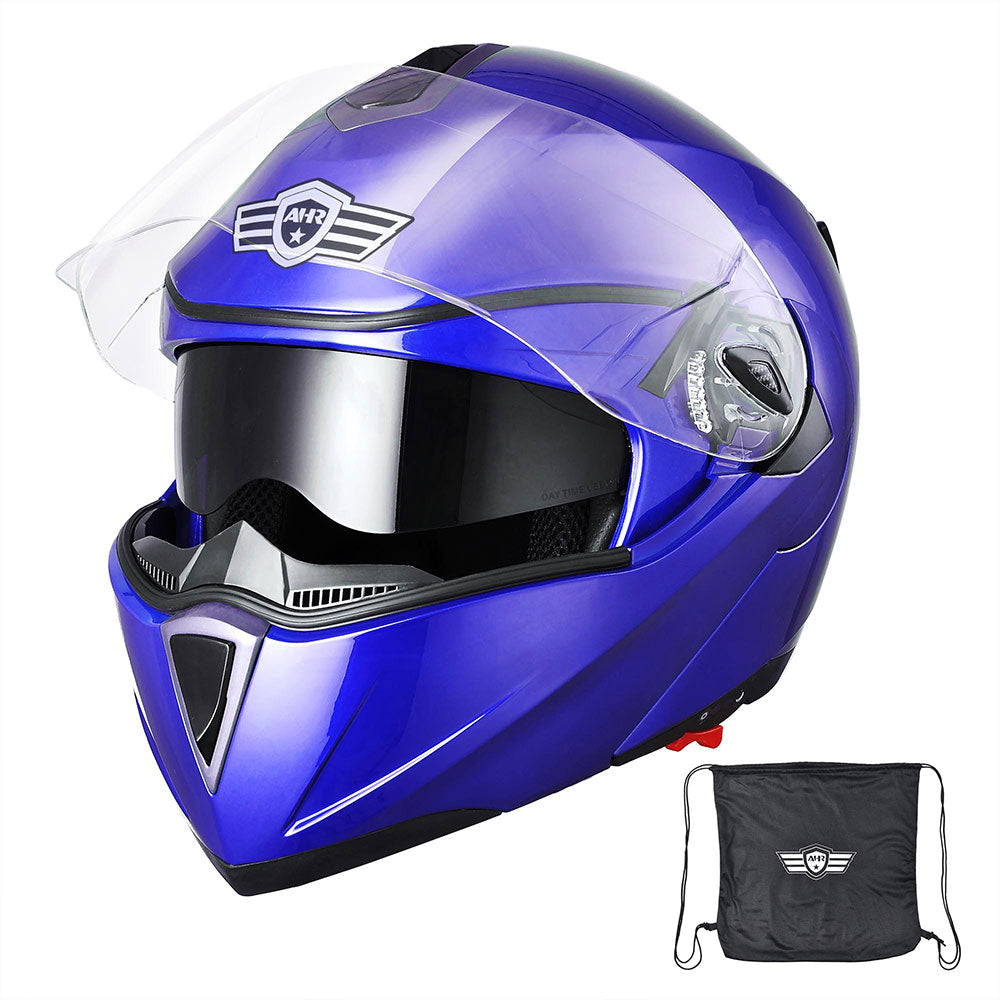 Yescom Modular Helmet Flip Up Full Face Dual Visors DOT Blue, L Image
